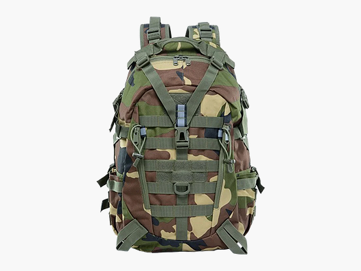 Wanderrucksack Herren mit MOLLE-System, Outdoor Rucksack aus Polyester in Oxford-Bindung (Grün Braun)