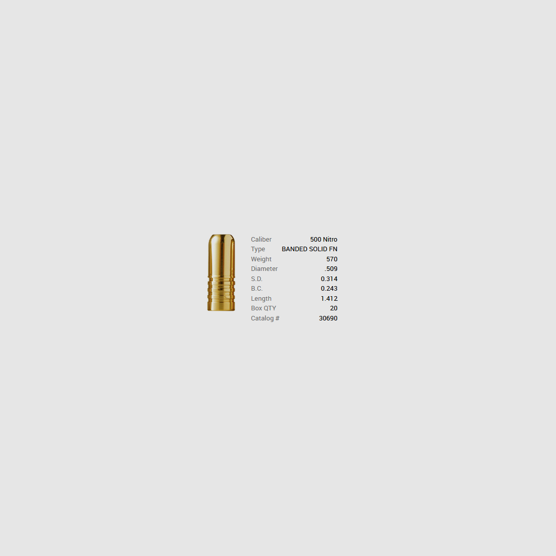 Barnes Geschoss .509 / 12,90mm 570GR Banded Solid 20 Stück, Bild 1 von 2