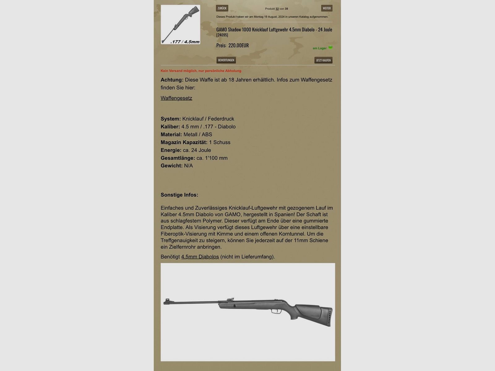 Gamo Shadow 1000 incl. scope, case + pellets