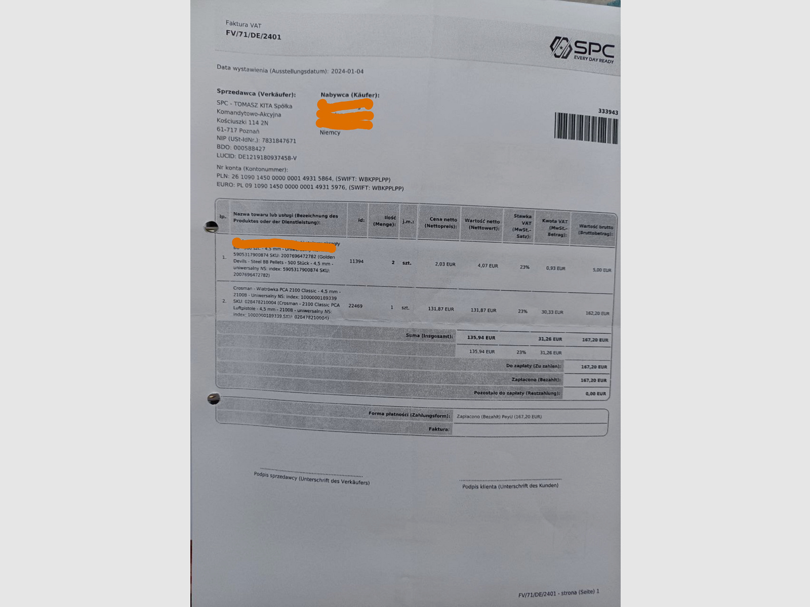 Luftgewehr Crosman 2100 Classic 4,5 mm Diabolo und BB