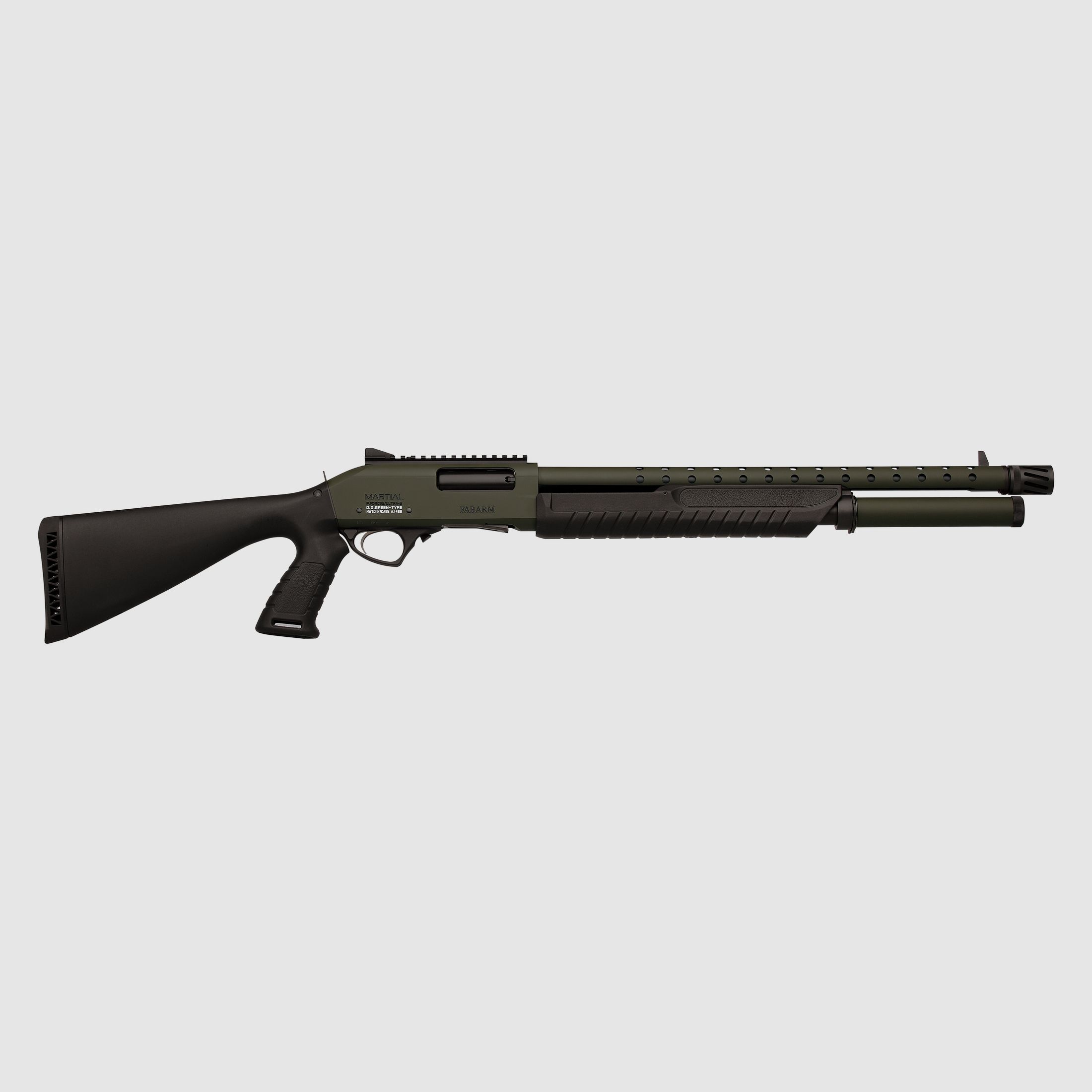 Fabarm MARTIAL O.D. Green, Kaliber 12/76 || Vorderschaftrepetierflinte