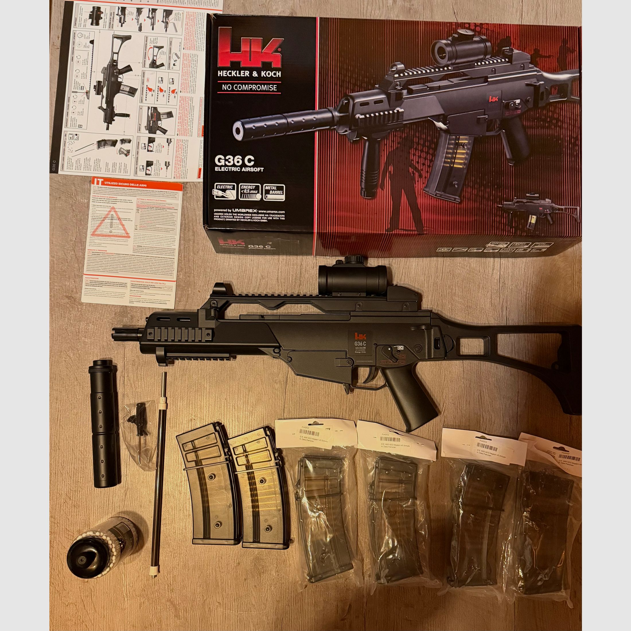 H&K G36C Softair 0,5J AEG + Zubehör