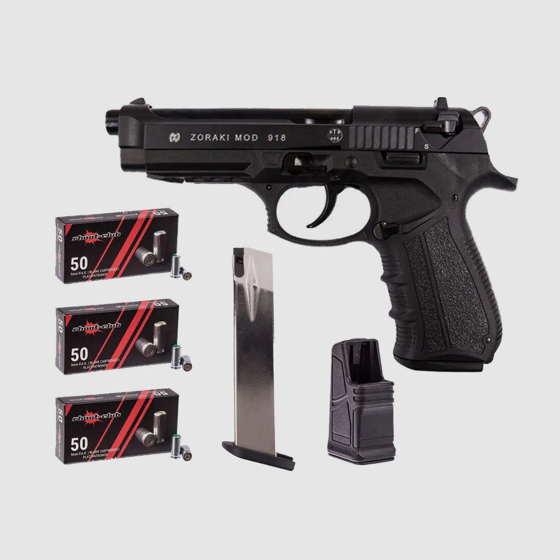 Zoraki 918-P pistolet à blanc bleu 9mm PAK ensemble complet