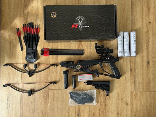 EK Archery Cobra R9 Deluxe 90 lbs + 130lb Wurfarme & viel Zubehör