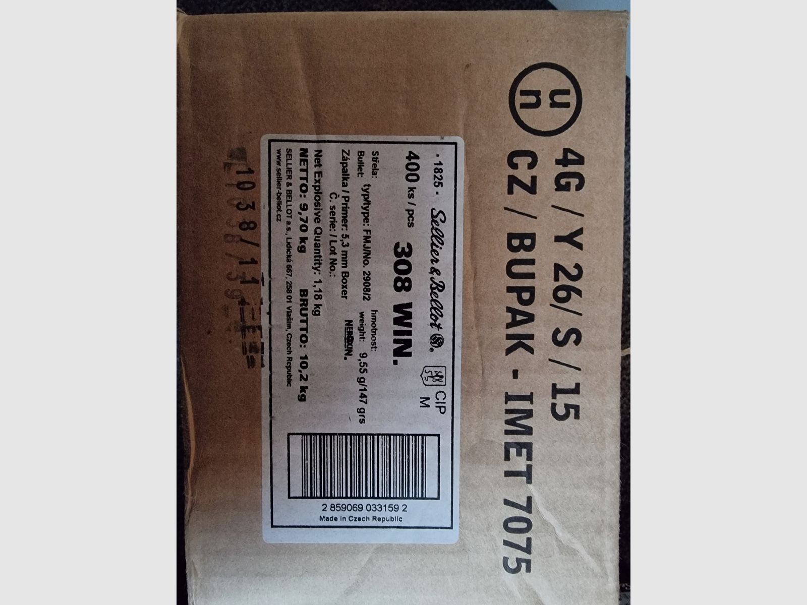 Sellier & Bellot .308 Win. Full metal jacket 9,5g/147grs et 8,0g/124grs