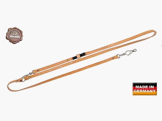 AKAH Oberländer leash made of fahl leather with whistle