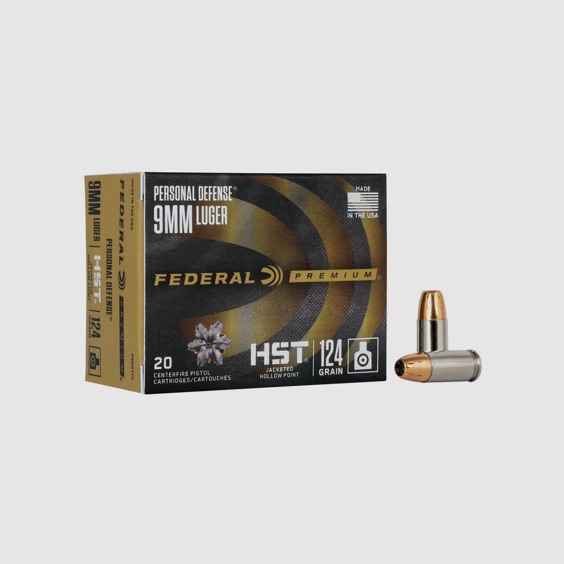 Federal Premium Personal Defense HST 9mm Luger 124GR JHP 20 Patronen
