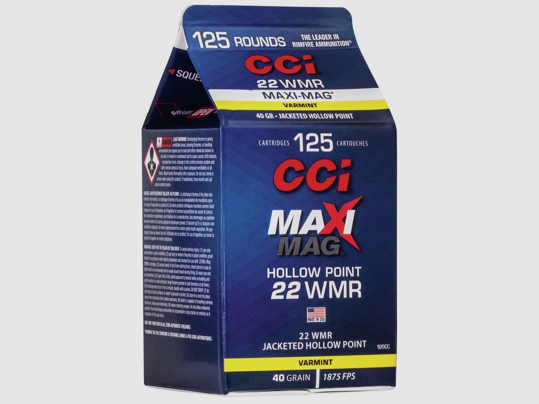 CCI Maxi-Mag .22 WMR 40GR JHP 125 Patronen