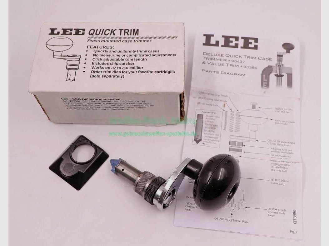 Lee / USA Case Trimming System Quick Trimmer with Deburring Tool
