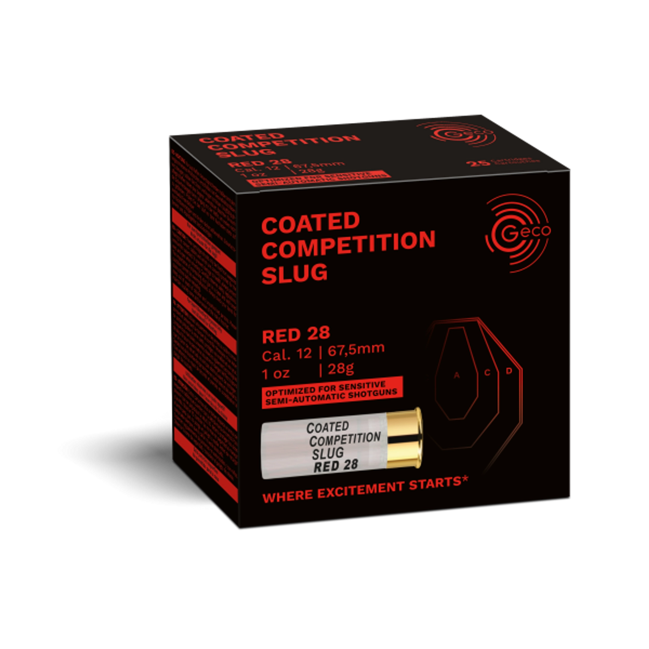 GECO – Slug de Compétition Revêtu Rouge 28 12/67,5 / 25 pcs., image 1 sur 2