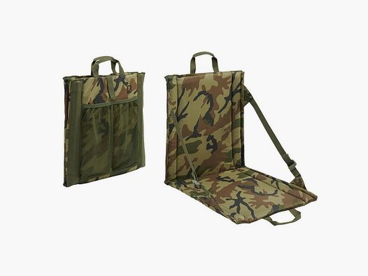 Faltsitz mit Tragegriff + Netztasche für 2 Getränkeflaschen - US Woodland