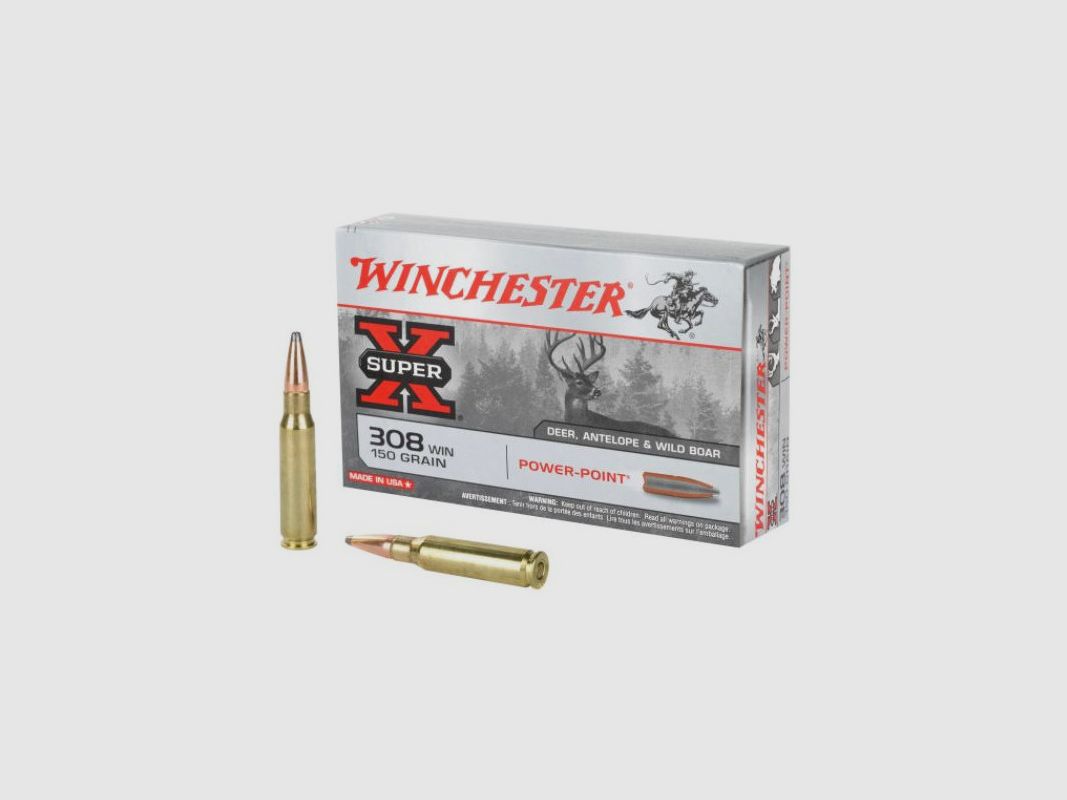 Winchester patroon voor geweer kal. 308 Winchester kogel Power Point, afbeelding 2 van 2