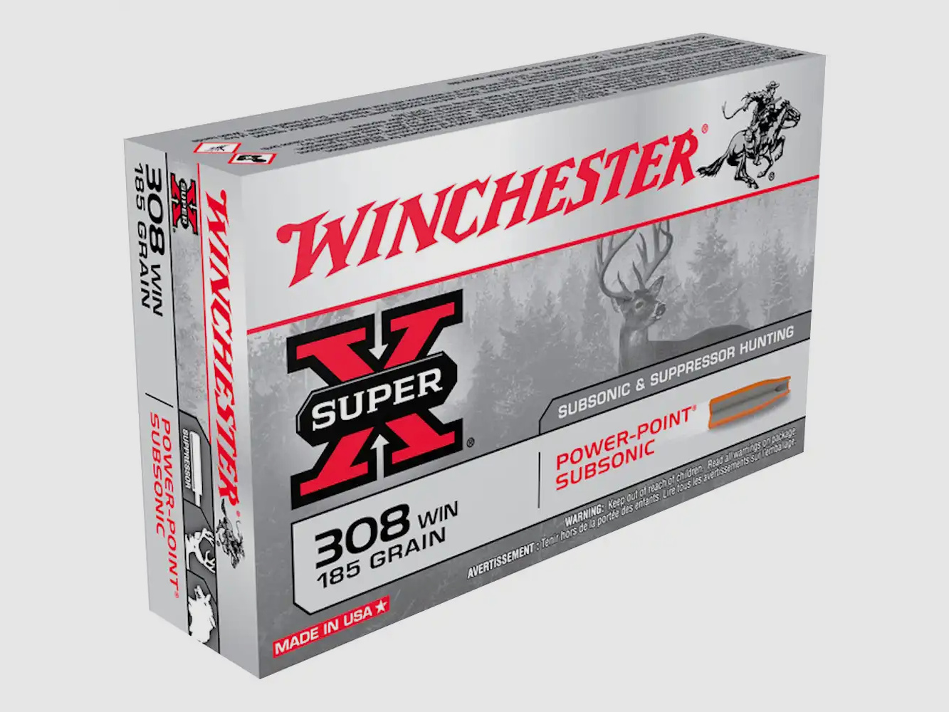 Winchester Super-X .308 Win. 185GR Power Point Subsonic 20 Patronen