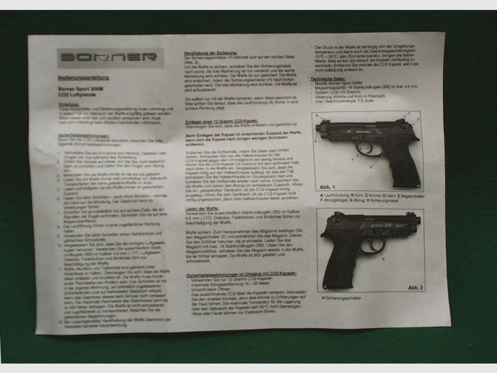 Borner CO2 Sport 306M air pistol