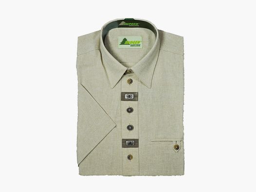 Camisa Chambray de 1/2 manga - con detalle decorativo / botón de pierna