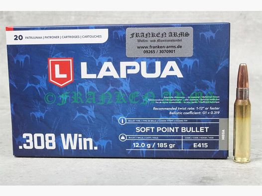 Lapua Mega .308 Win. 185gr. 12.0g 20 pieces tiered price