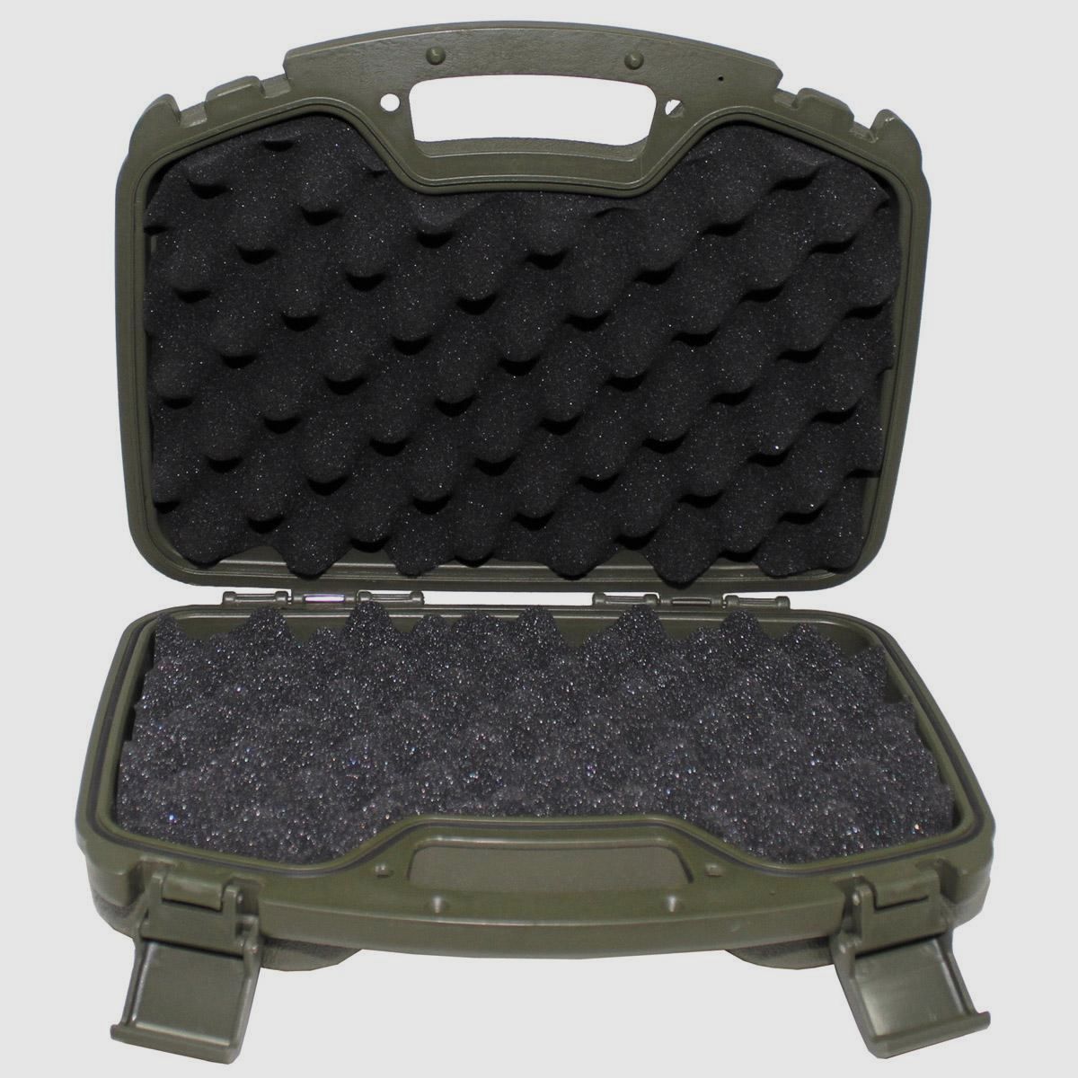 Étui à pistolet, plastique, grand, verrouillable, olive, image 1 sur 2