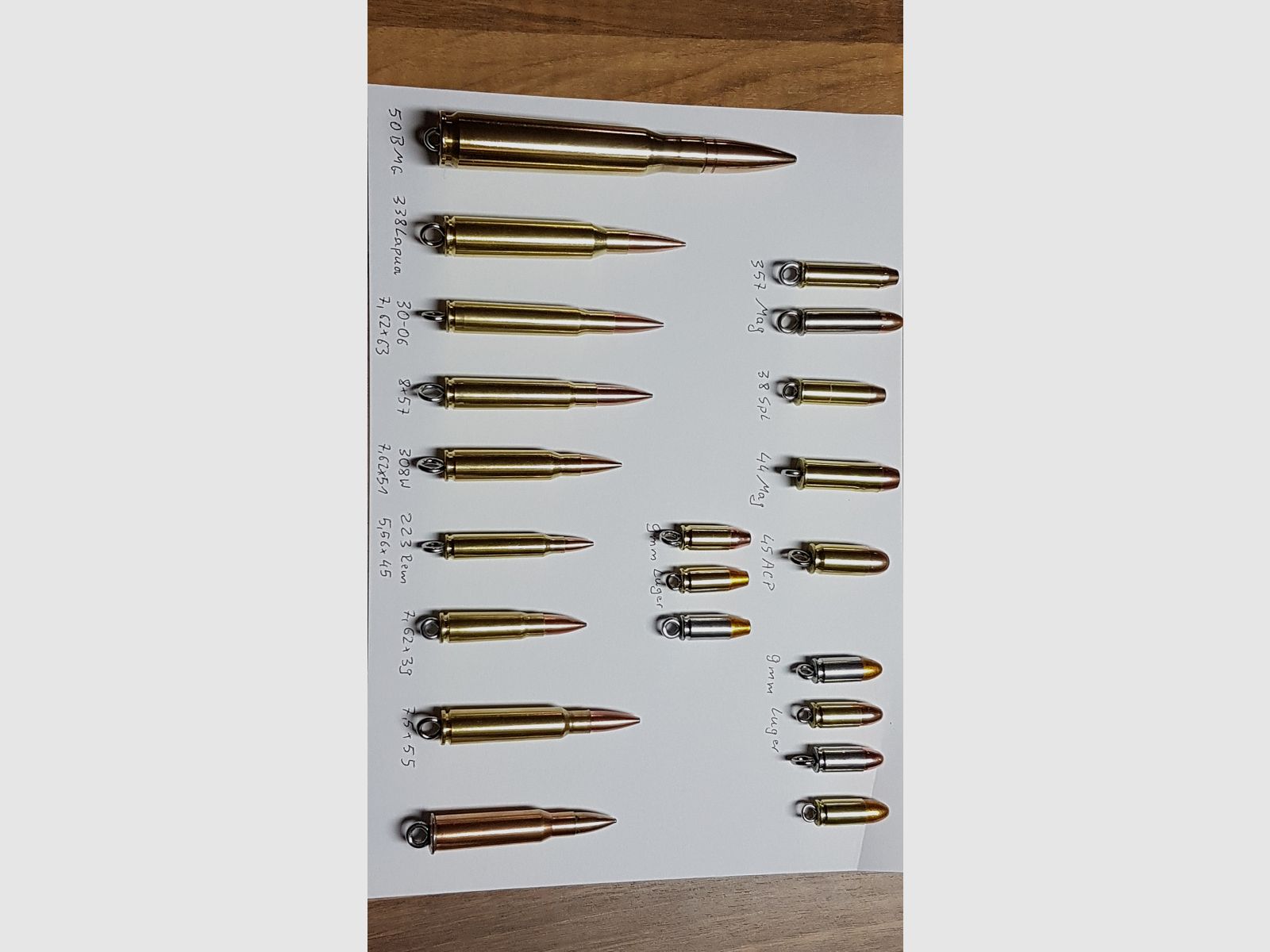 Schlüsselanhänger Patrone verschiedene Kaliber