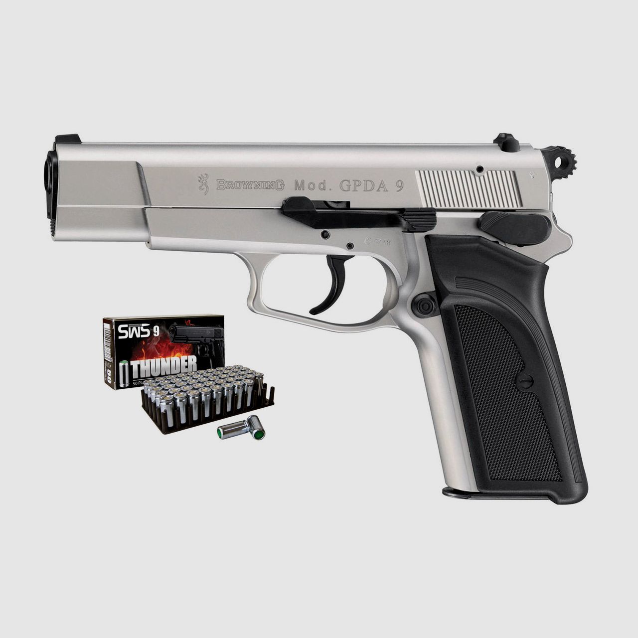 Schreckschuss Pistole Browning GPDA9 nickel KS Kaliber 9 mm P.A.K. (P18) + 50 Schuss