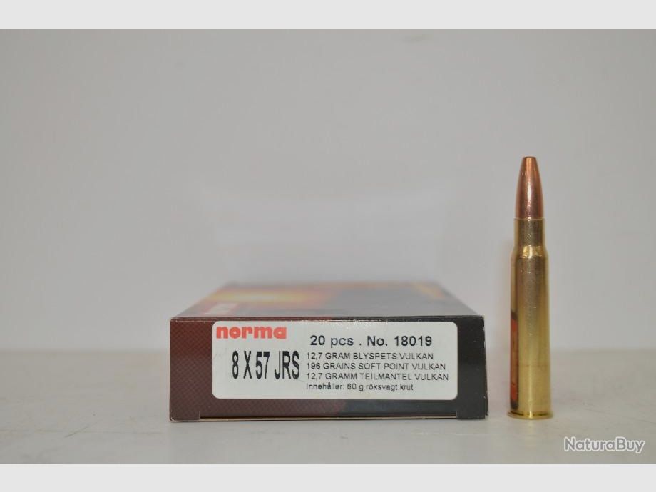 Norma Vulkan 8x57 JRS partial jacket cartridges 12.7g / 196gr. !!!
