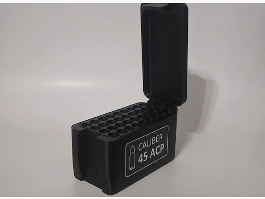 Filamelt ammunition box / 257 Weatherby Magnum / 'folding / locking lid' / cartridge box, ammo box