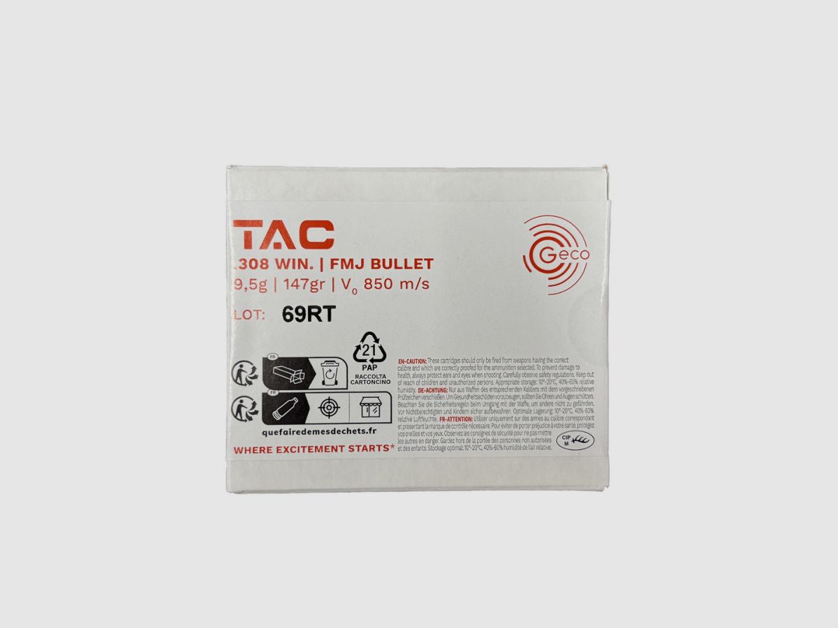 GECO .308WIN 9.5G 147GR TAC BTE20