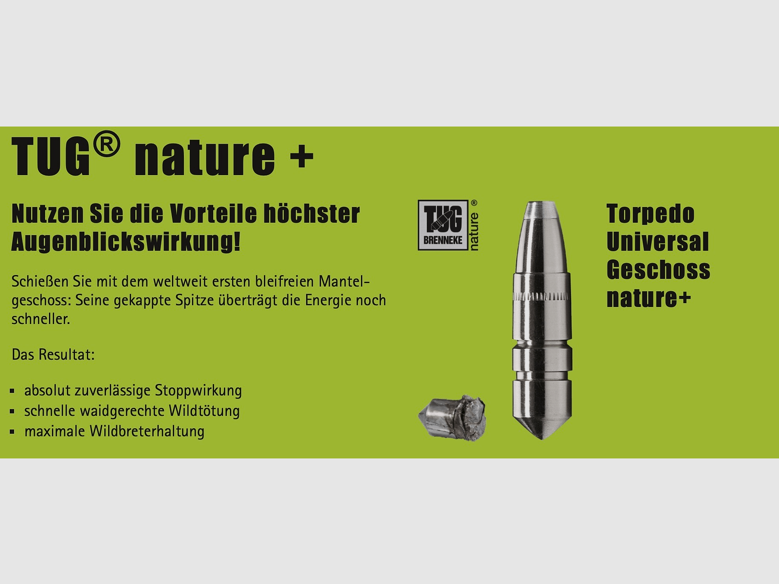 Brenneke 2004921 8x57 IS TUG nature+ 9,7g/150grs. Bleifrei Langwaffenmunition