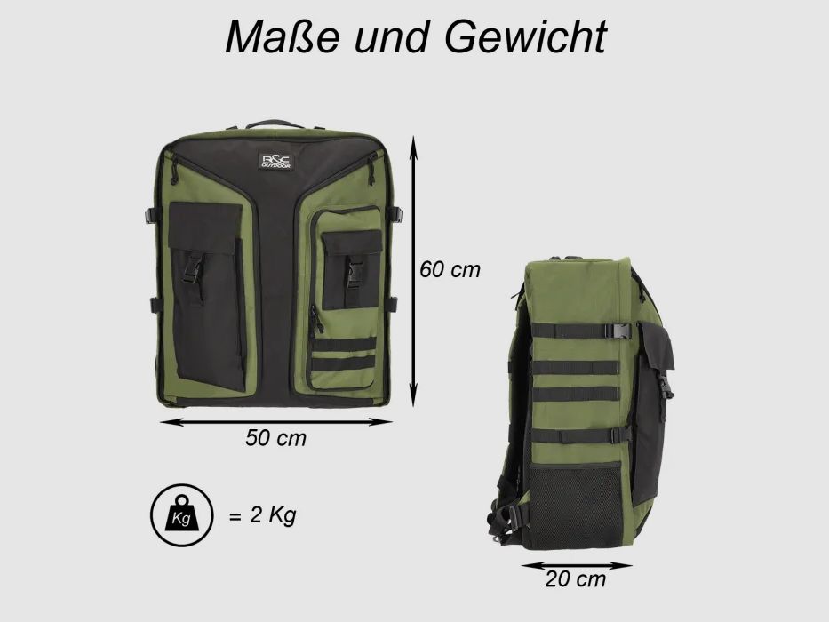 Sac à dos multifonction / sac de transport pour arbalète - environ 80 litres - Olive/Noir