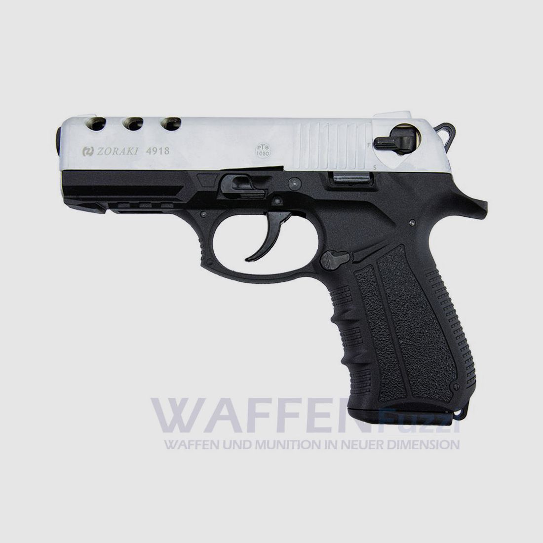 Zoraki 4918 blank firing pistol chrome matte caliber 9mm P.A.K.