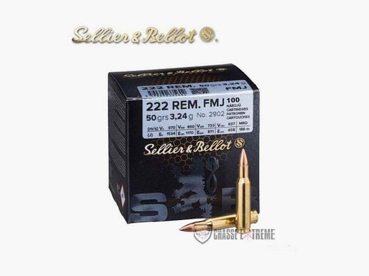 100 Munitions S&B Cal 222 Rem 50Gr FMJ