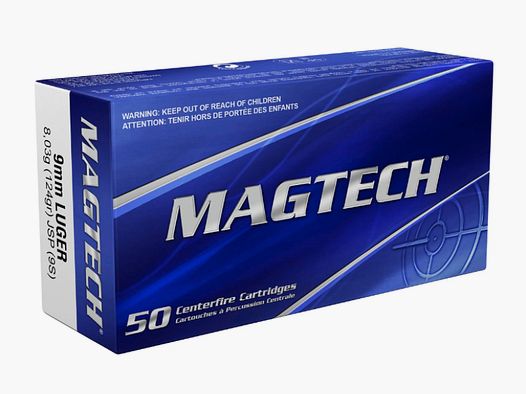 Magtech 9 mm Luger full metal jacket 8.0g/124grs. - 50 cartridges