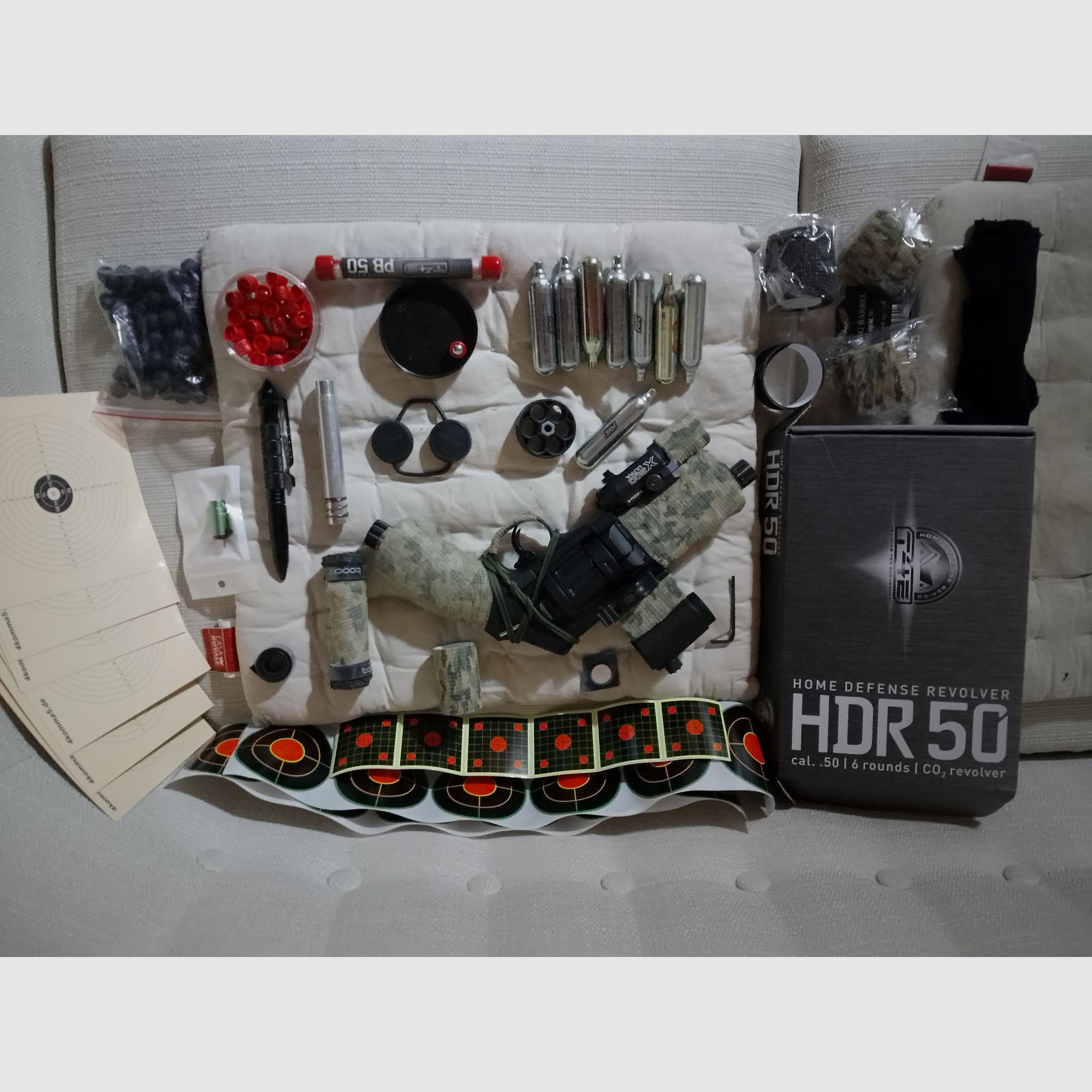 T4e HDR50 Tuning canna rosso verde punto di mira pallini in acciaio gomma RAM Paintball marker Cal .50 set lampada capsule CO2