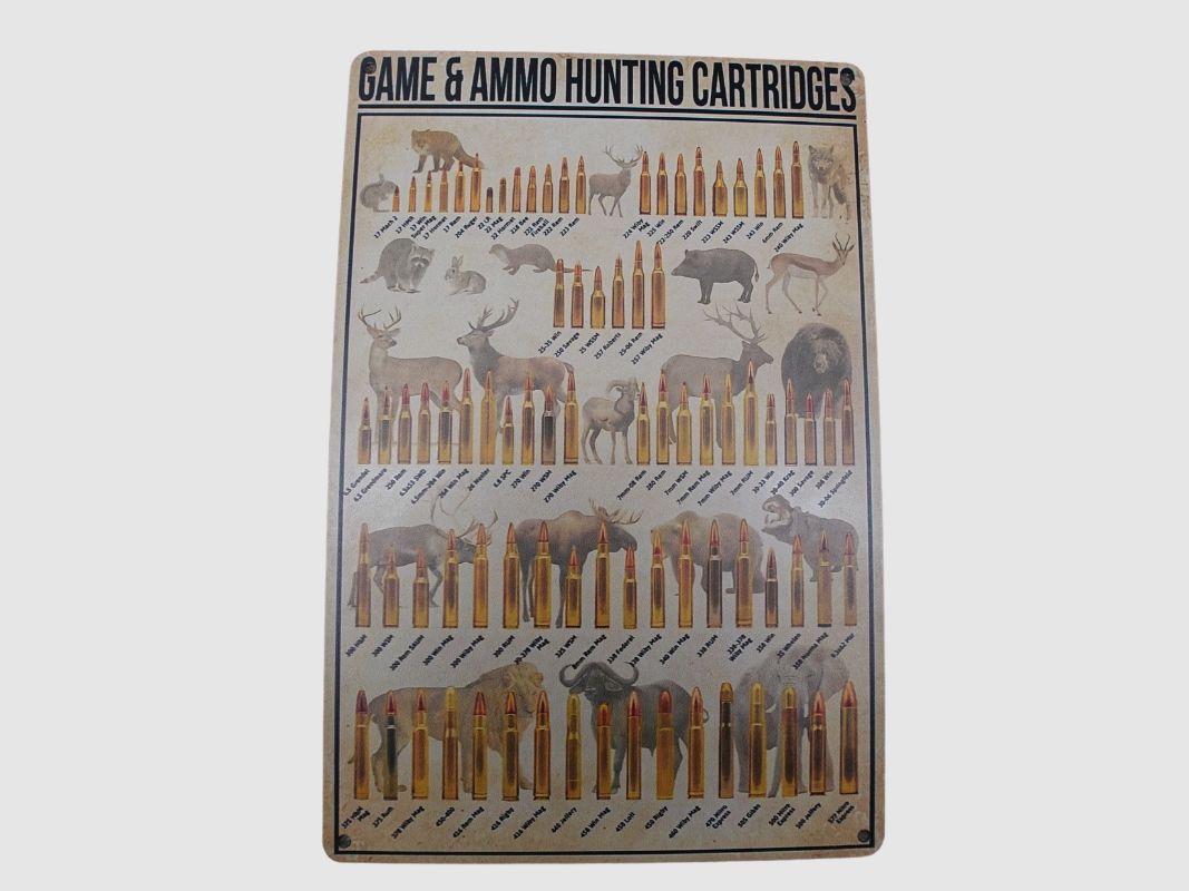cartel de caza de chapa munición aprox. 20x30 cm