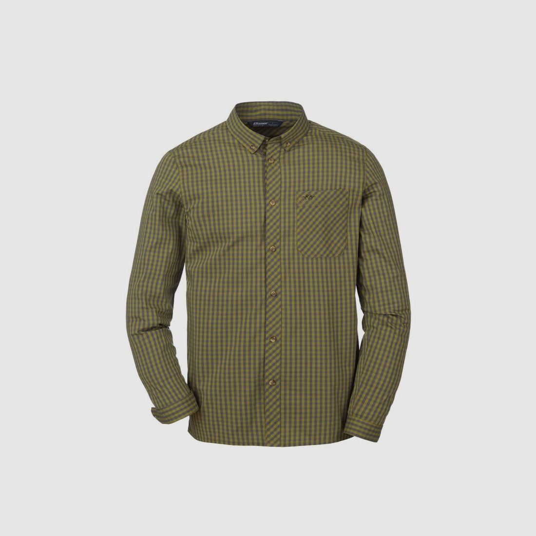 Blaser Herren Hemd Stretch Serge Oliv/Grau Kariert