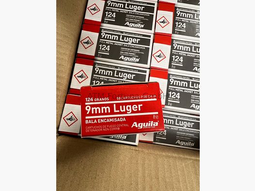 Águila *1000 piezas* estándar 9mm Luger (9x19) FMJ 124 grs cartuchos para pistola