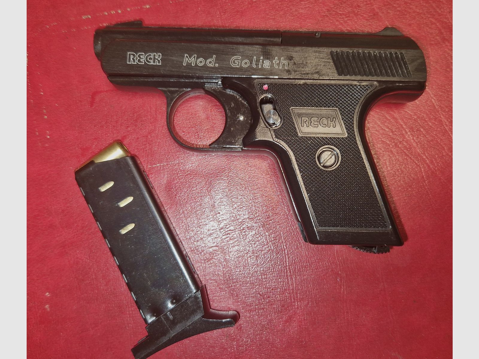RECK MOD. GOLIATH/ sin accesorios / cal. 9mm P.A.K. / PTB 763 / PISTOLA DE GAS DE DISPARO DE SUSTO SILVESTER AUTODEFENSA COLECCIÓN / ! ¡LEER DESCRIPCIÓN!