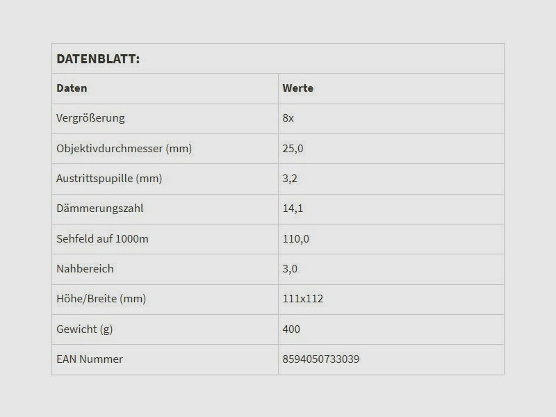 Meopta Fernglas MeoSport 8x25