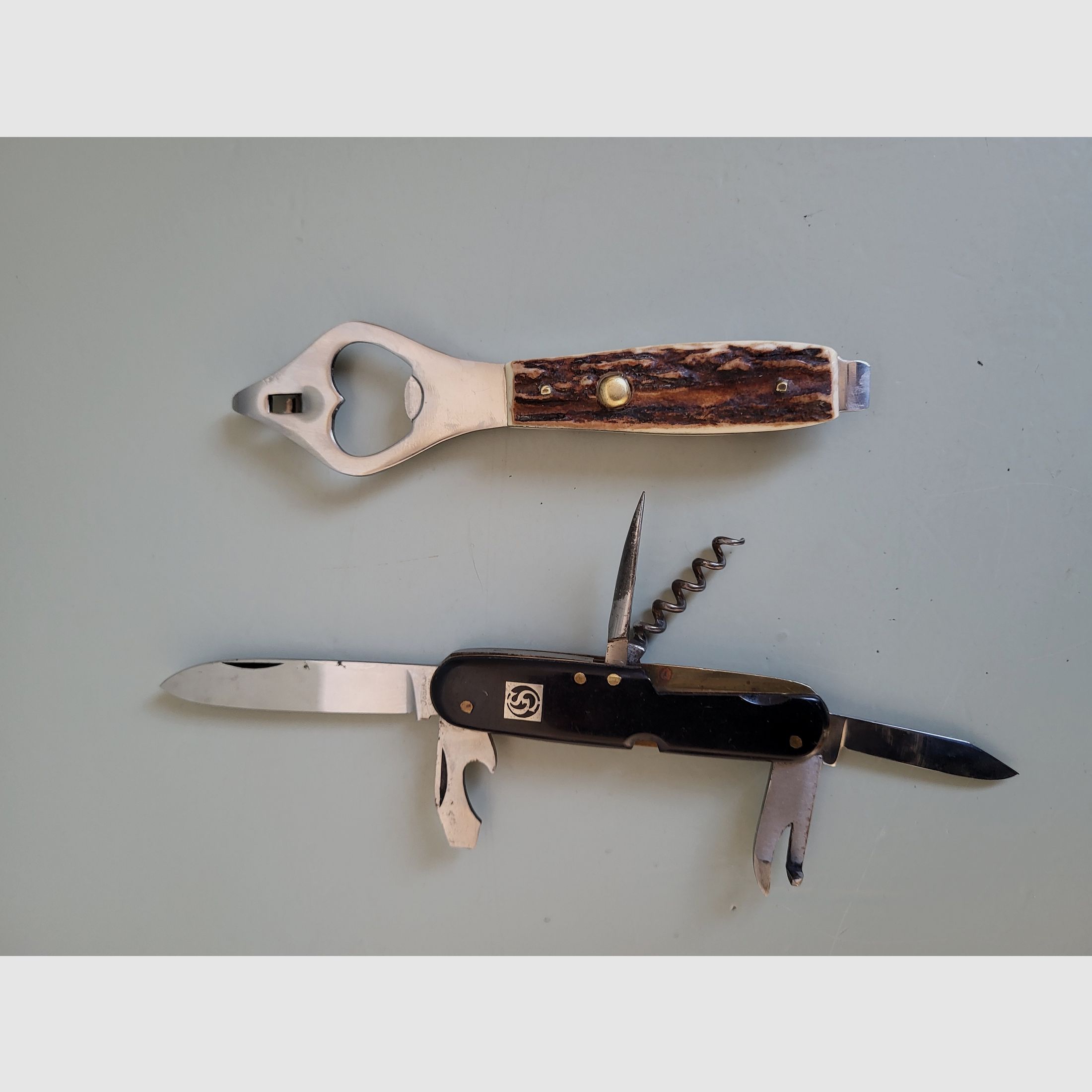 Jowika Solingen - Taschenmesser - Flaschenöffner - Korkenzieher - Hirschhorn - 1970er Jahre