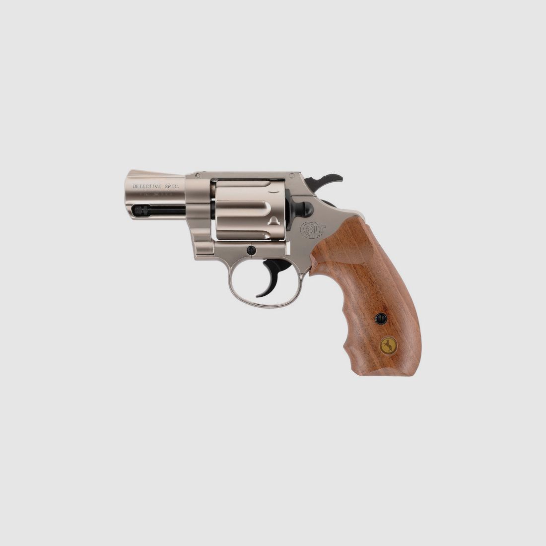COLT DETECTIVE SPECIAL BLANK REVOLVER - 9 MM R.K. - NICKEL / WOOD GRIP