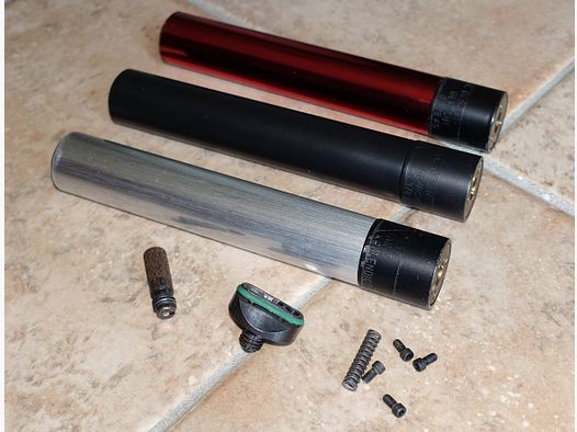 3 Stück Steyr Kartuschen + Steyr CO2 Anschluss, Feder und Ablassschraube