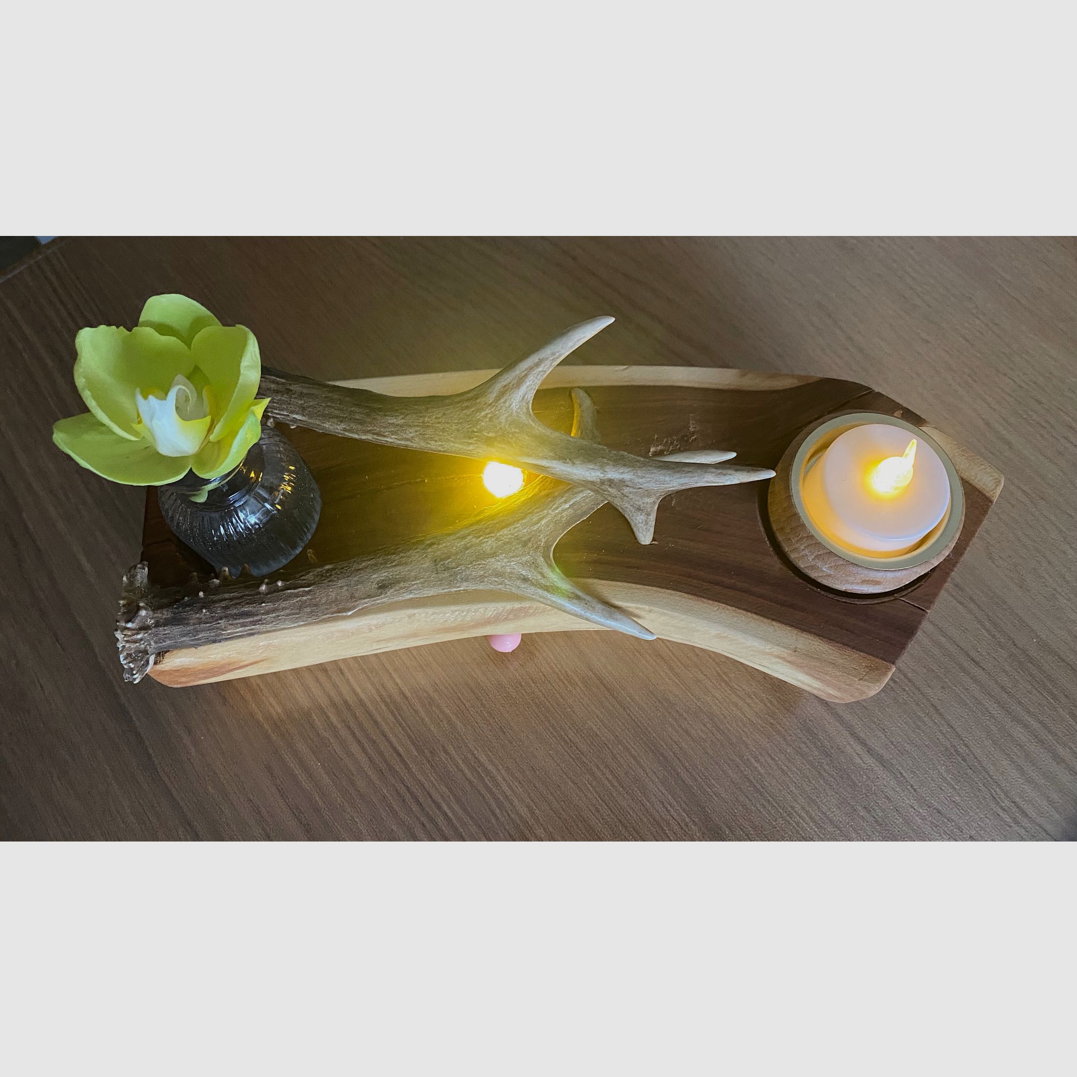 Table decoration decoration lighting vase antlers wood