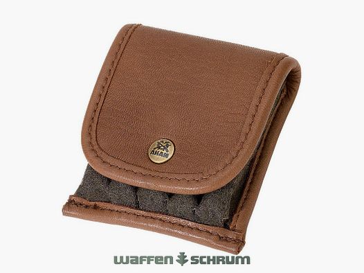 Estuche para cartuchos AKAH de cuero de alce 3 balas, 2 cartuchos de perdigones