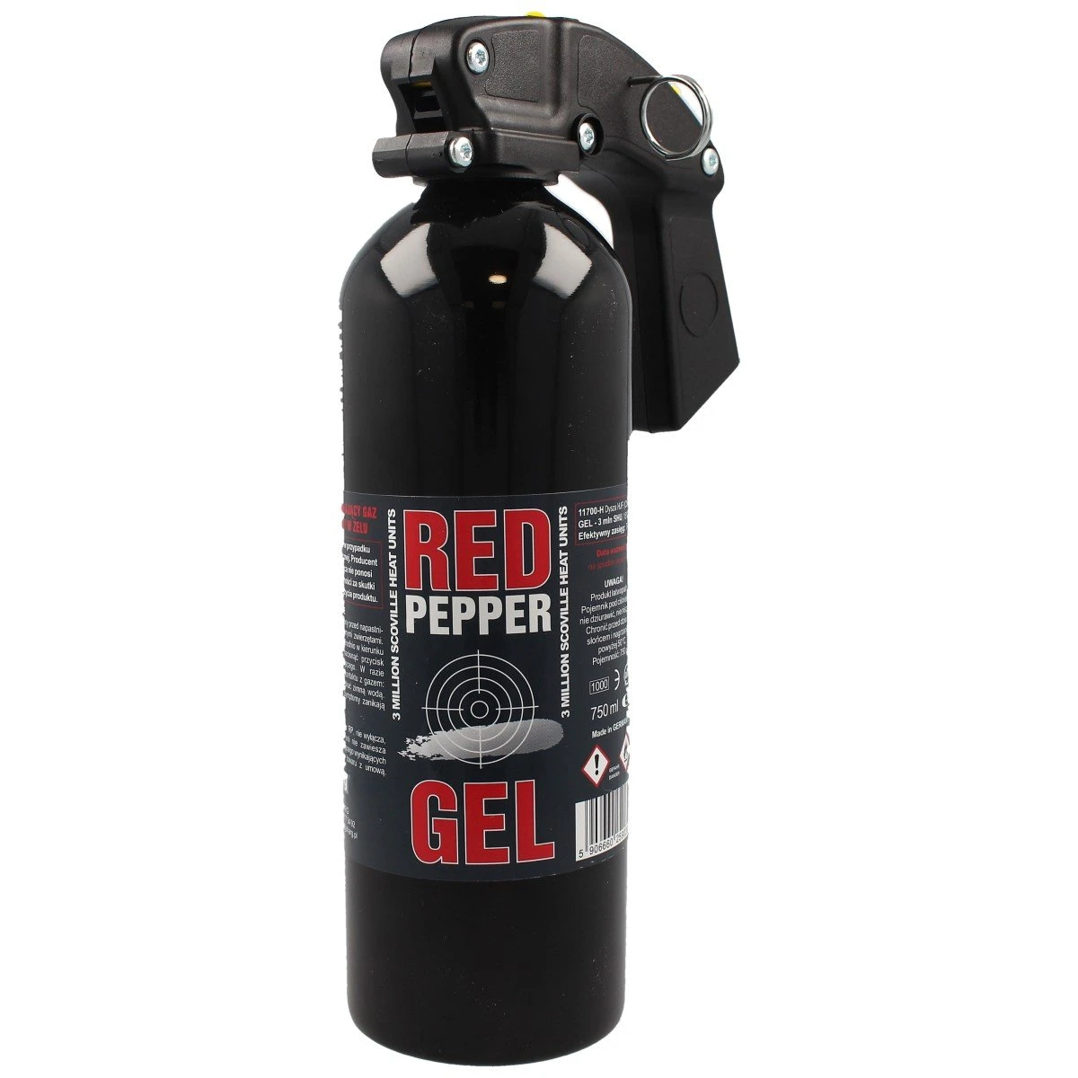 Grand spray au poivre XXL Graphite Red Pepper Gel 3 millions SHU 750 ml nuage de gel