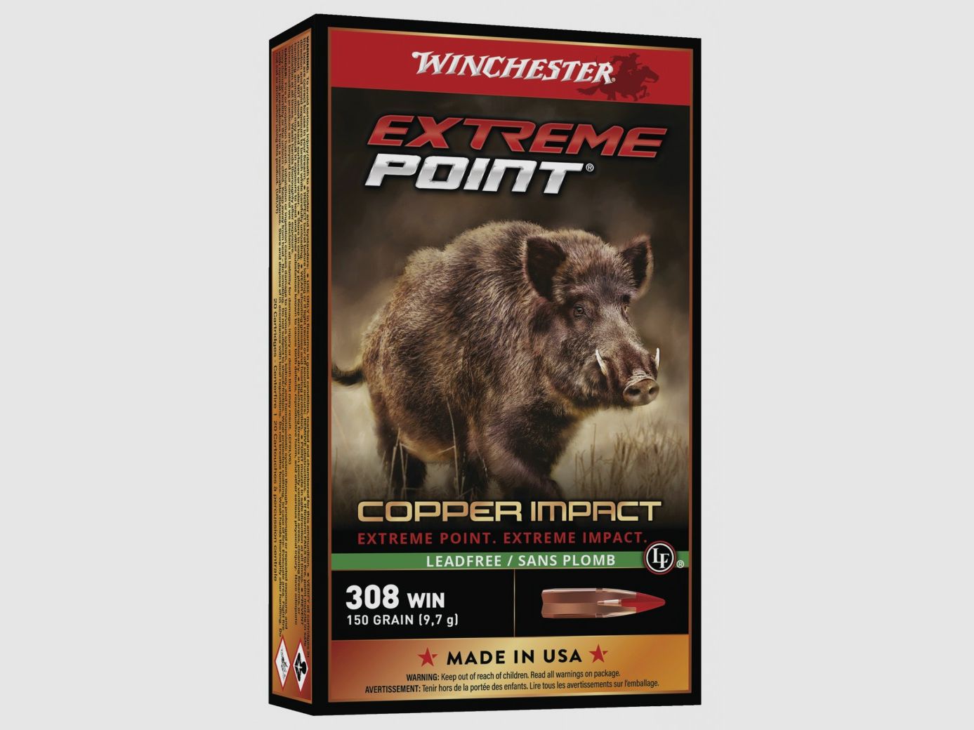 Box of 20 cartridges Winchester Extreme Point lead free cal. 308 win 150gr 9.72G