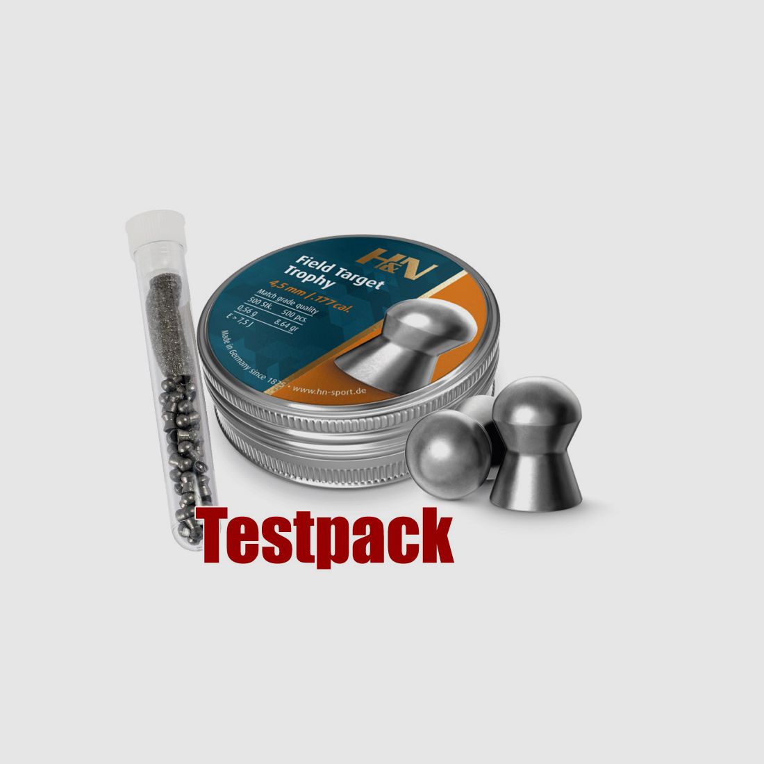 Testpack - H&N Field Target Trophy Diabolo, Rundkopf, glatt, 0,56 g, Kaliber 4,50 mm, 40 StĂĽck