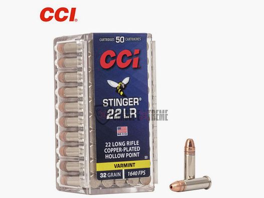 50 Munitions CCI Stinger Cal 22 Lr 32gr HP
