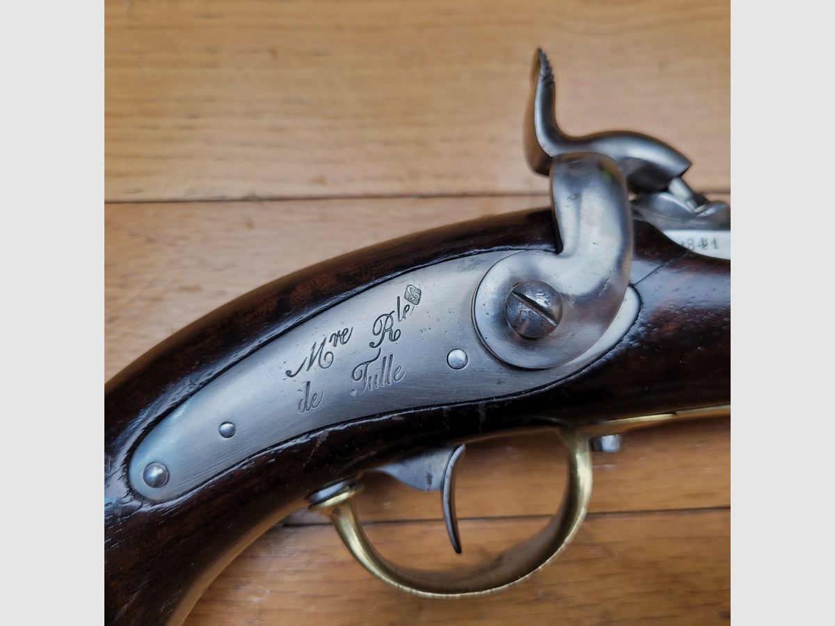 Magnifico Pistola Navale modello 1837 primo tipo – "quasi" non modificato – Manifattura Reale di Tulle nel 1841 – Ancora in calotta – Bellissimi marchi ben omogenei – Arma rara – Stato TBE, immagine 4 di 22
