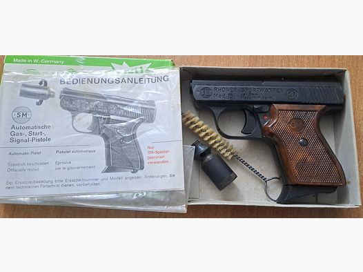Alte Rhöner SM 15 Kal. 8 mm Knall im PTB 83/2 mit Verpackung!