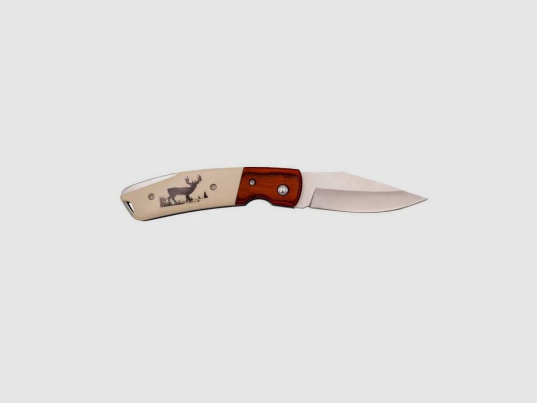 Messer THIRD Holz rot/ABS beige Hirschmuster 11,5 cm INOX, Bild 2 von 2