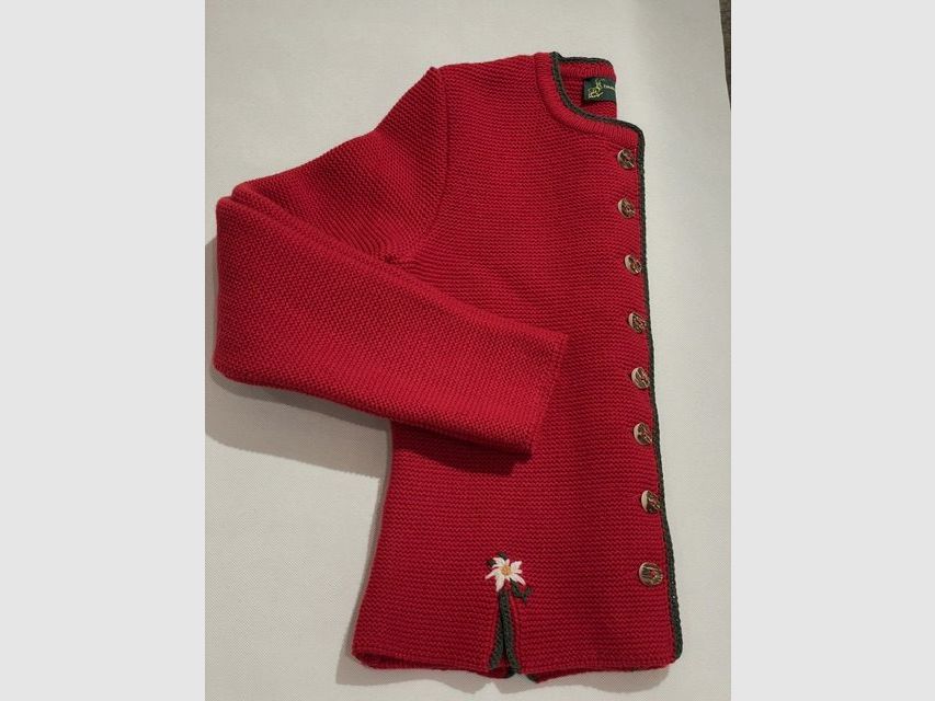 Gilet femme en laine mérinos rouge avec edelweiss
